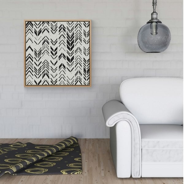 Warren Reed Hand Drawn Chevron Pattern Framed Canvas