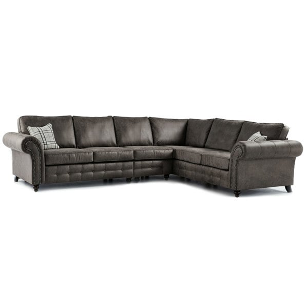 Furnishings For Less Oakland Large 6 Seater Leather Corner Sofa Chesterfield Style