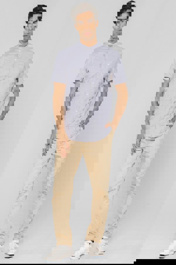 ENORSIA Mens Slim Fit Stand Up Collar Shirt