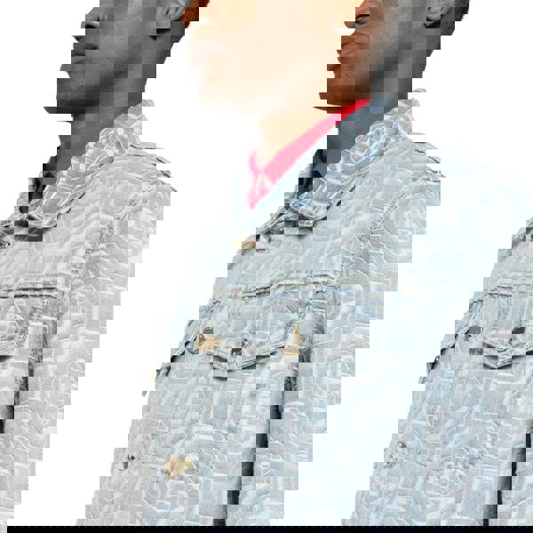 Casablanca Classic Monogram Bleached Blue Denim Jacket