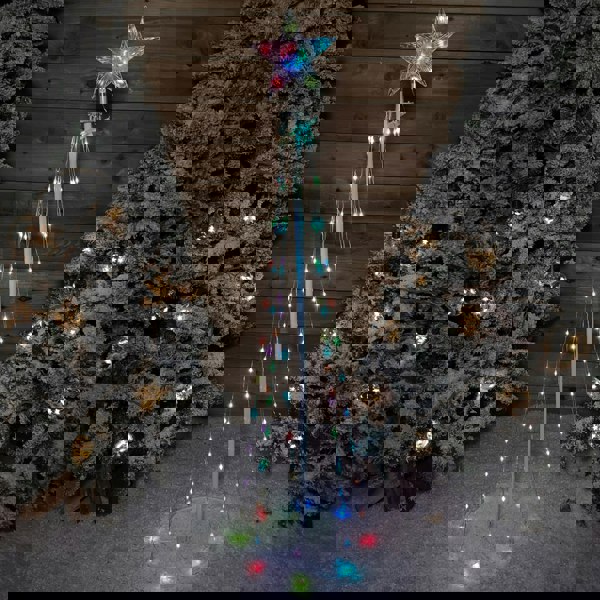 Samuel Alexander 150cm (5ft) White Metal Maypole Tree with 106 Rainbow LED Wire Lights and Remote