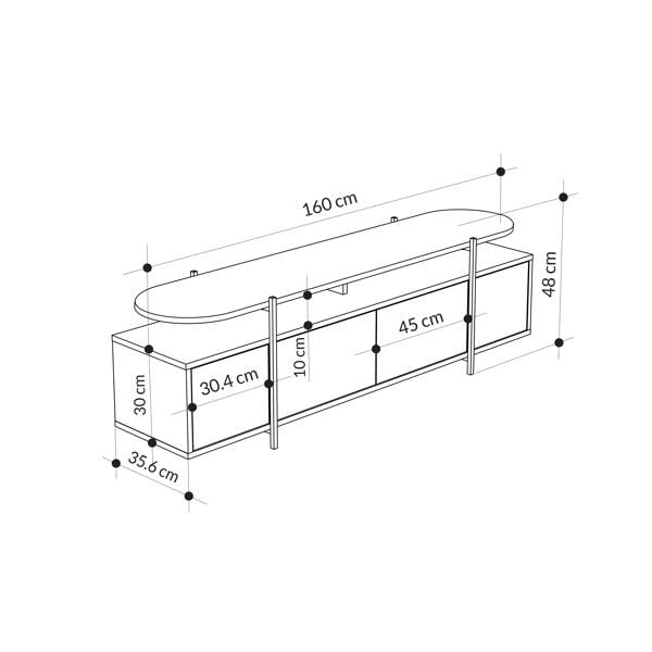 Decortie Hanley Modern TV Unit Multimedia Centre Marble Effect Oak Effect With Storage TV Cabinet 160cm