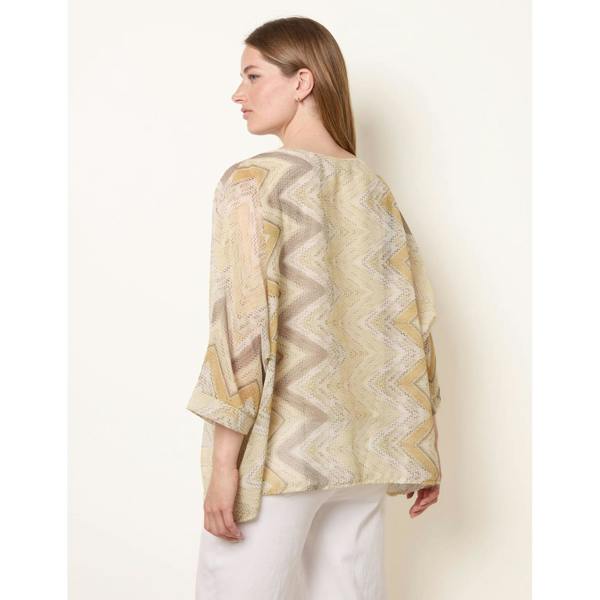 Blue Vanilla Zig Zag Round Neck Oversized Top
