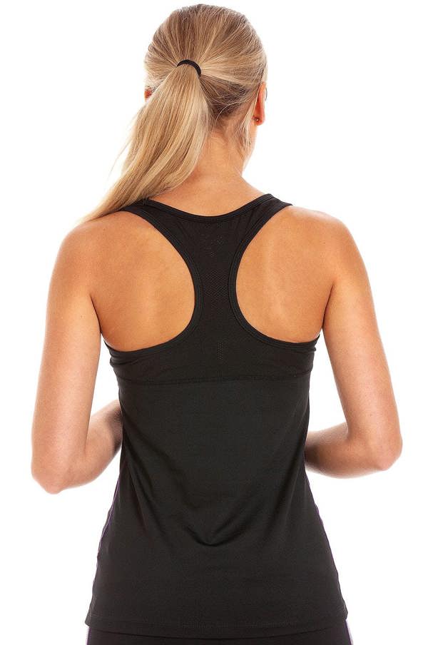 Camille Womens Sportswear Black Racer Back Sports Vest