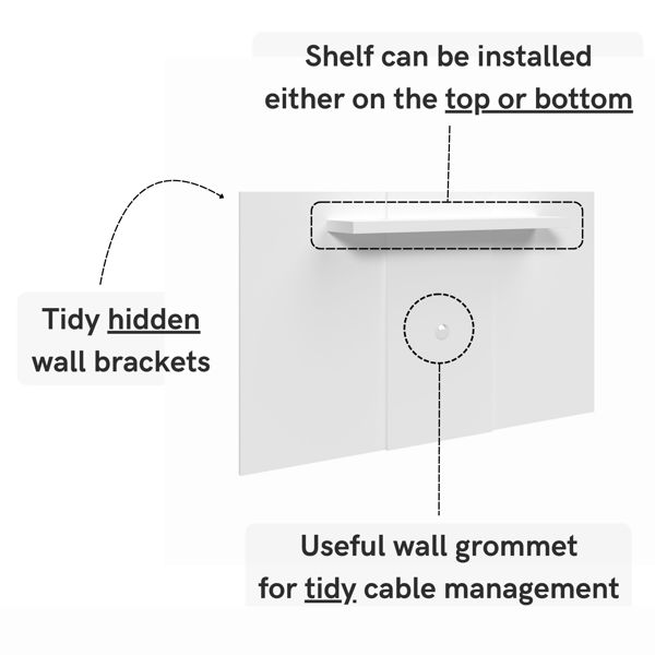Core Products Lido TV Display Wall Panel, Extendable or Fixed with Adjustable Shelf