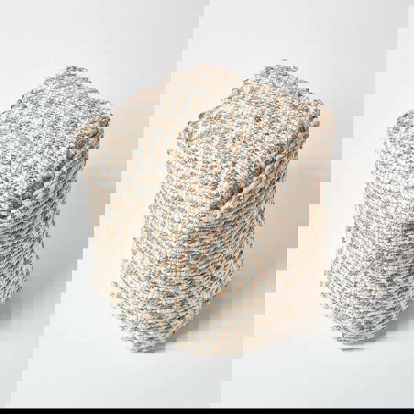 HOMESCAPES Sierra Natural Diamond Pattern Jute Bean Filled Pouffe