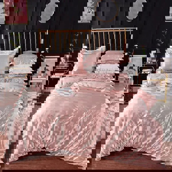 Anyhouz Anycozy Beddings Light Pink US King Size 3 Pcs High End Satin Smooth Duvet Cover Set Luxury Polyester Silky Soft Cozy Bedding Set