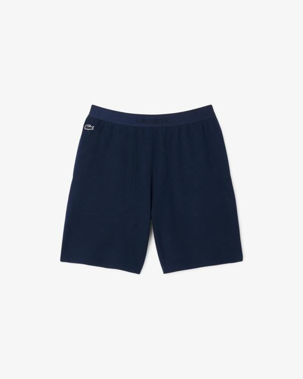 Lacoste Waffle Texture Mens Loungewear Shorts - Navy Blue 166 | CHO | Designer Mens Loungewear Shorts