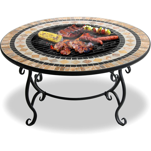 Centurion Supports Fireology BELUGA Opulent Garden and Patio Round Heater, Fire Pit, Brazier, Coffee Table, Barbecue and Ice Bucket - Marble Finish