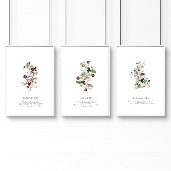 Christian religious posters for bedroom | set of 3 wall art prints