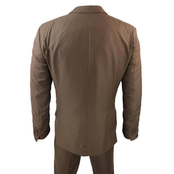 TruClothing Mens IM1 Classic Plain Brown 3 Piece Suit