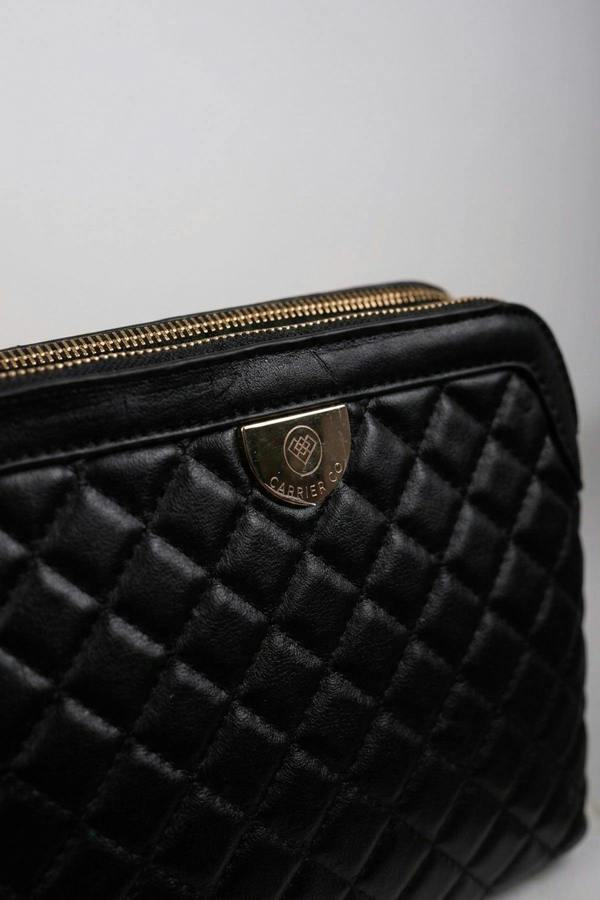 Constance Quilted Frame Crossbody Bag - Black