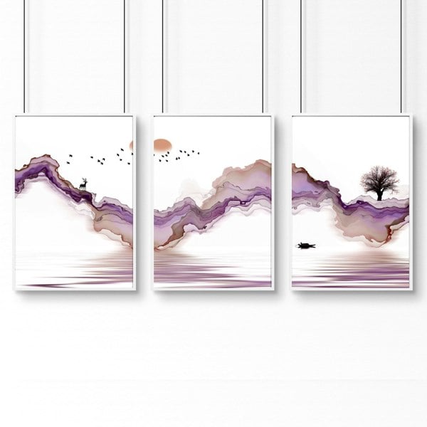 Paintings for office walls | set of 3 Japanese wall art