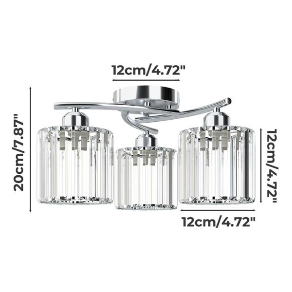 Emitto Crystal Ceiling Light 3 Light Semi Flush Mount Lamp E27 Chandelier Chrome