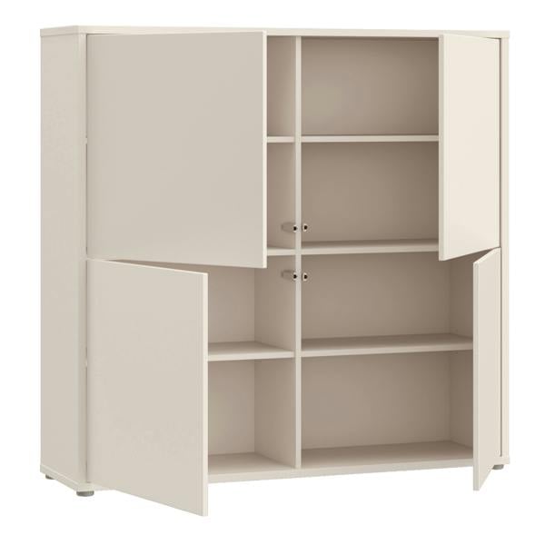 Furniture To Go Alice Springs 4 Door Large Storage Cabinet with Push-to-Open Doors in Sand