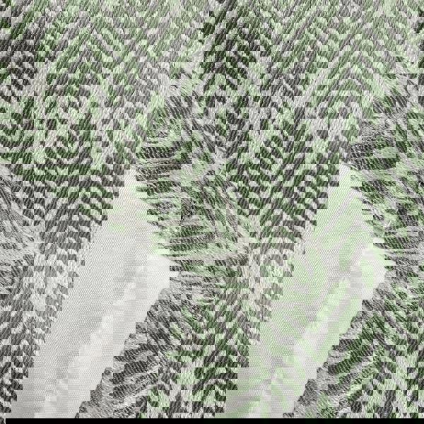 Enhanced Living Green Geometric Leaf Pattern Room Darkening Thermal Energy Saving Pair of Curtains with Eyelet Header For Living Room & Bedrooms