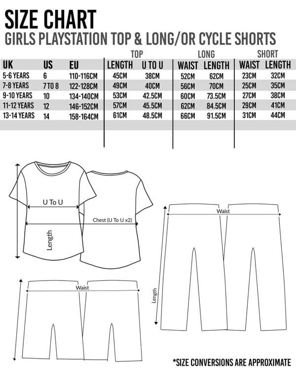 PlayStation Girls Grey White Logo Controller Symbols Short Sleeve Long Leg Pyjama Set