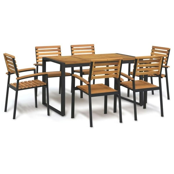 Berkfield 7 Piece Garden Dining Set Solid Wood Acacia and Metal