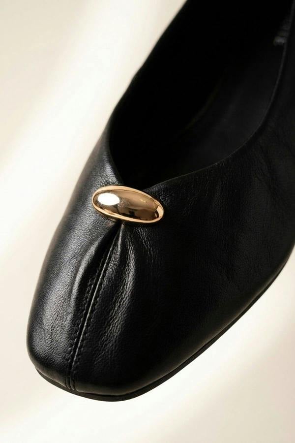Edie Square Toe Ballet Flats - Black