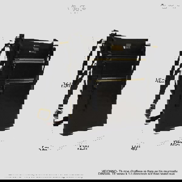 Assots London 'CORI' Black Polished VT Real Leather Crossbody Bag