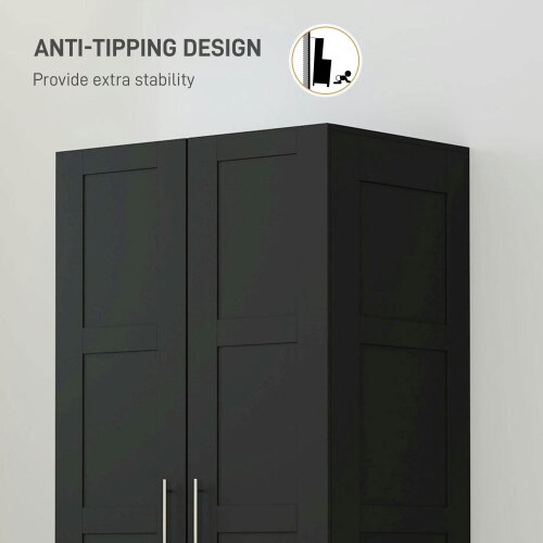 Wyld Haus Corarani Wooden Black 2 Door Wardrobe With Hanging Rail Internal Shelving