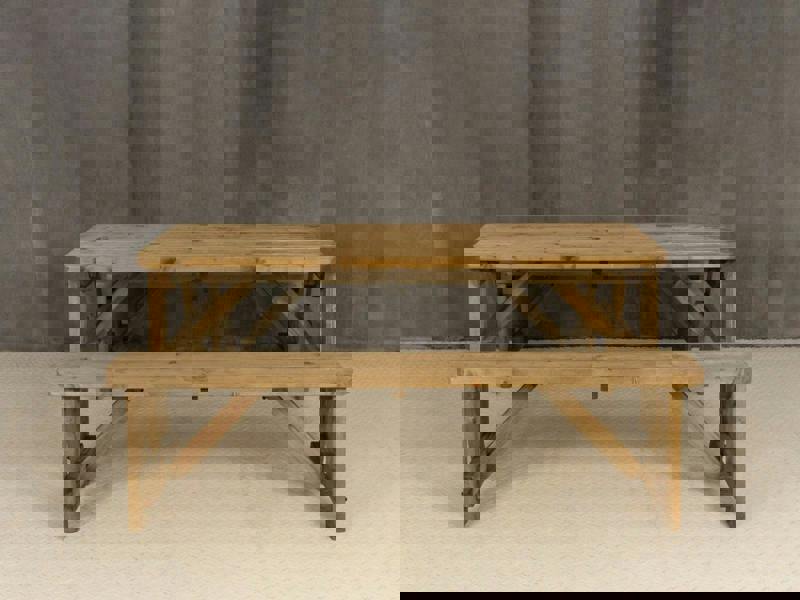 Victoria Rounded Picnic Table and Benches Set – Rustic Finish Wooden Outdoor Dining Set for Gardens, Patios, and Picnics
