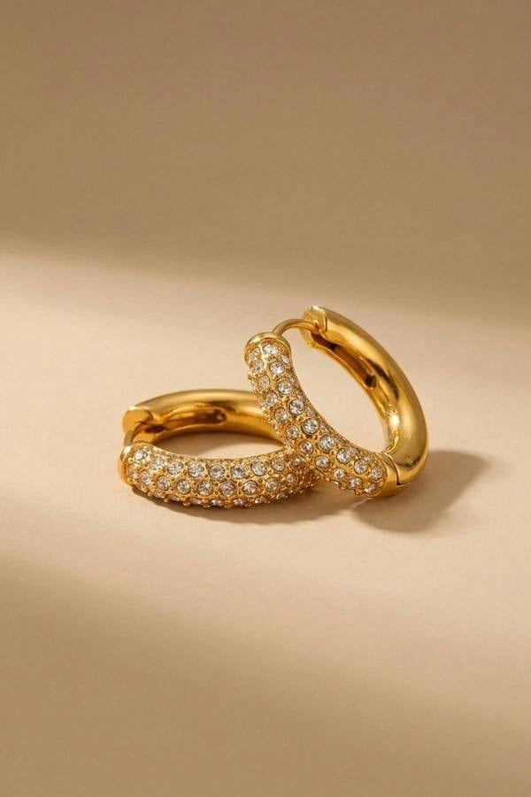 ARIIRA Plum Gold Tone Chunky Pav Hoop