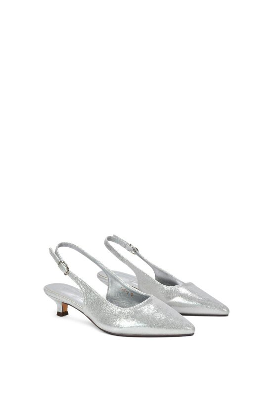 XY LONDON Slingback Kitten Heel Court Shoes With Pointed Toe
