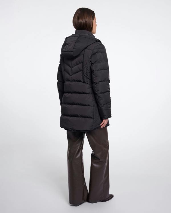 Rino & Pelle Nusa Womens Padded Coat With Detachable Hood - Black | CHO | Designer Womens Padded Coat