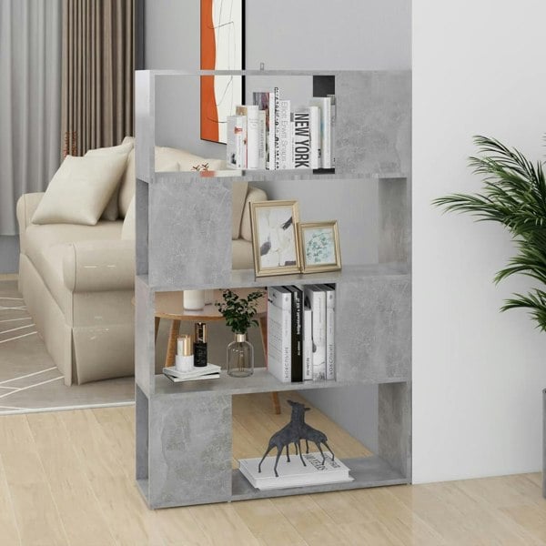 Berkfield Book Cabinet Room Divider Concrete Grey 80x24x124.5cm Engineered Wood