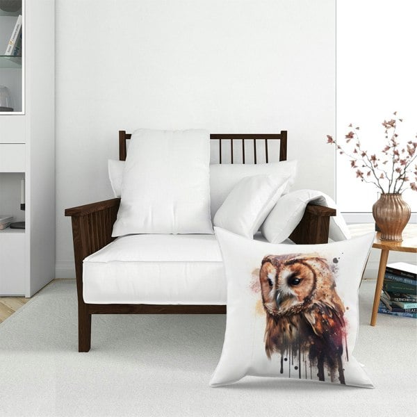 Warren Reed Tawny Owl Face Splashart Light Background Floor Cushion