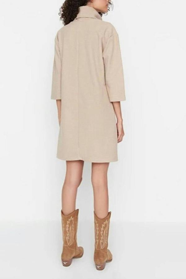 WOVCOR Turtleneck Long Sleeve Knit Mini Dress