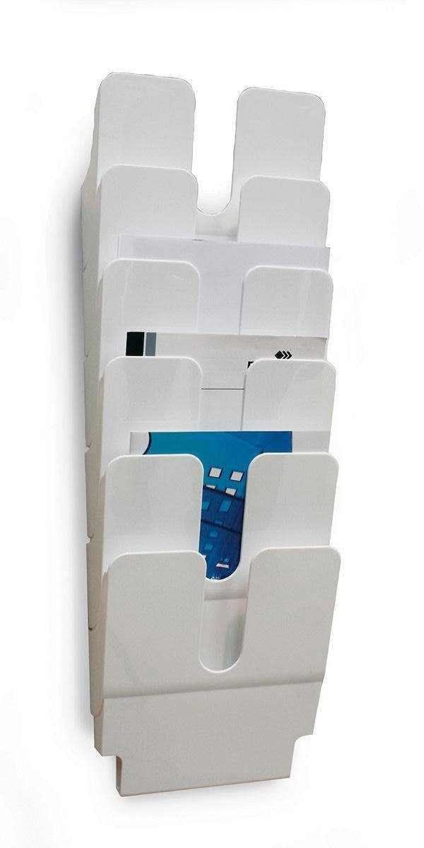 Durable FLEXIPLUS 6 Wall Mounted Literature Tray | A4 Portrait Holder | White
