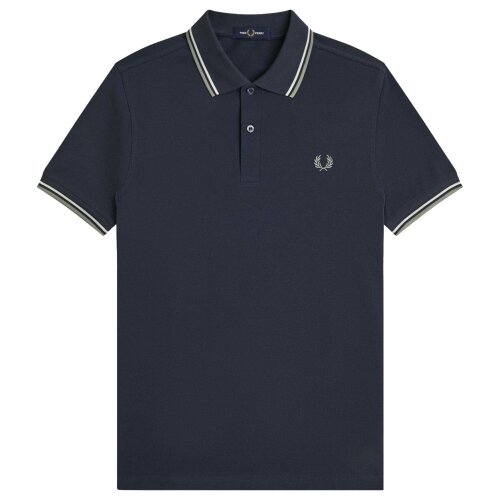 Fred Perry Twin Tipped Fred Perry Polo Shirt - Dark Airforce/Ecru/Seagrass