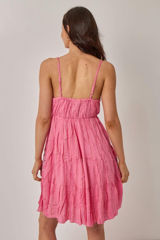 Elaina Fashion Bohemian Lace Detail Mini Dress