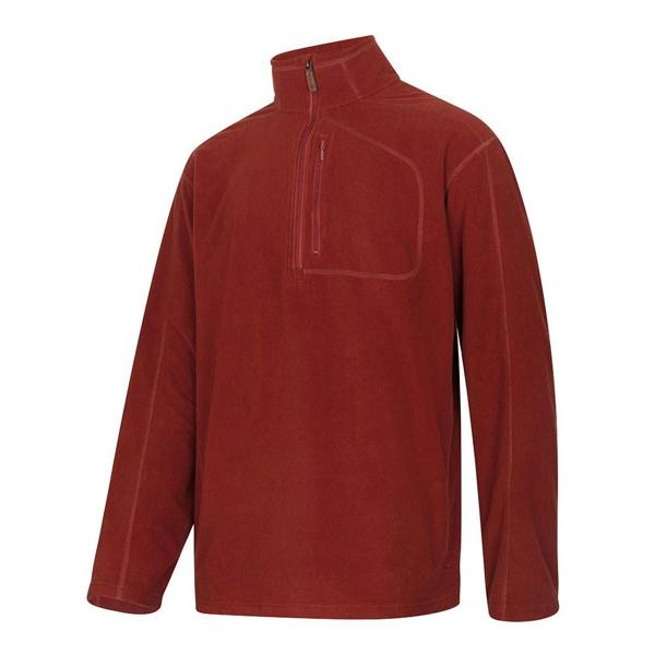 Hoggs of Fife Islander TechPro zip shirt in burnt henna red, lightweight technical top for farmers, shooters, and active use