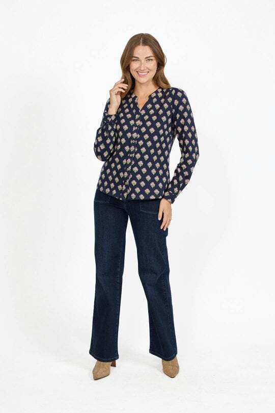Mudflower Leaf Print Cotton Shirt