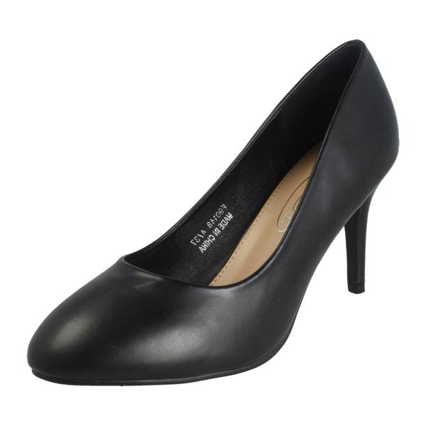 Spot On Ladies Spot On Wide Fit 8cm High Heel Court Shoes F90148