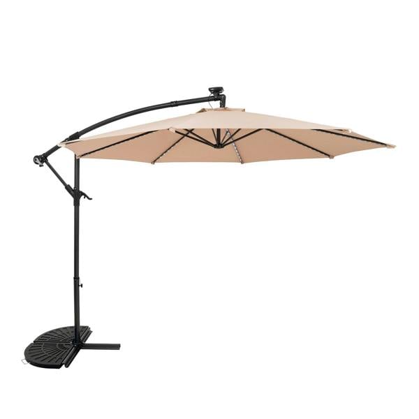 Jardi LED Cantilever Parasol 3m With Half Fan Base – Beige