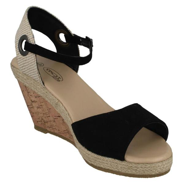 Spot On Ladies Spot On Cork Wedge Sandals F2265