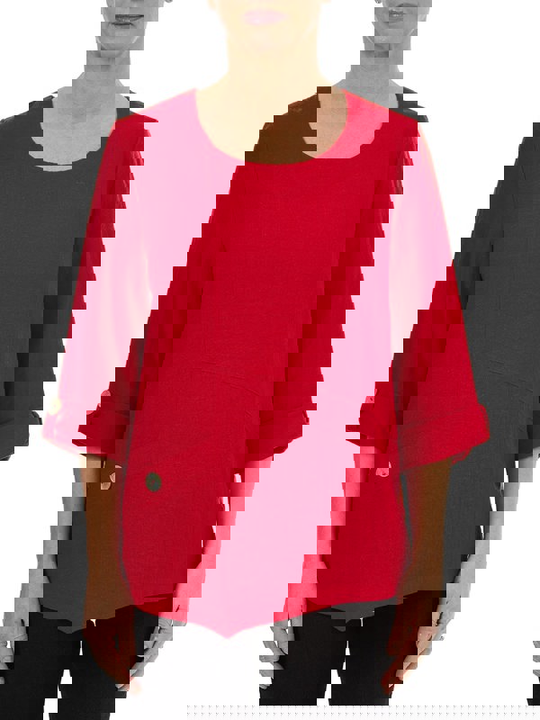 PennyPlain Asymmetric Hem Top - Red