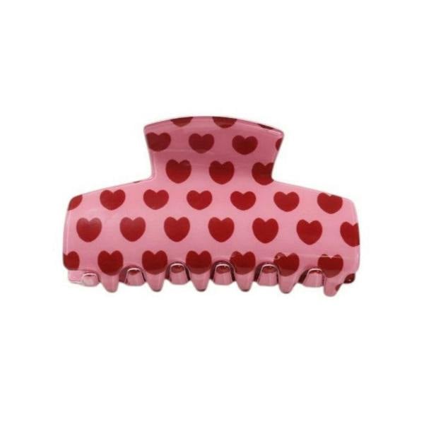 Gold Trip Pink & Red Heart Claw Clip