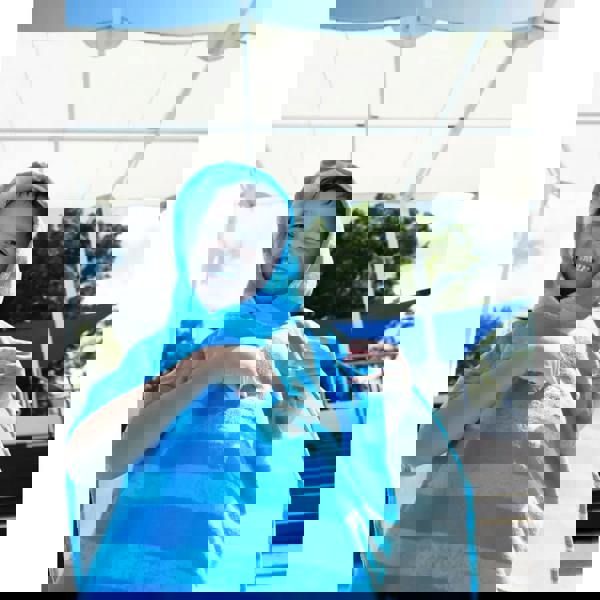 Zoggs Nautical Stripes Kids Poncho Hooded Towel Robe - Blue