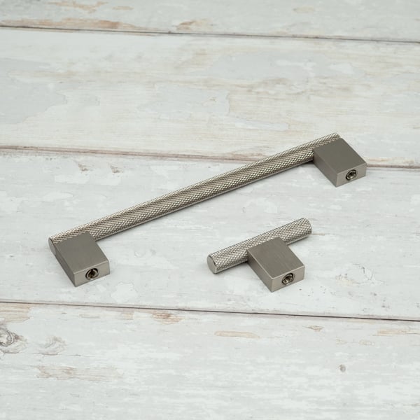 Handle & Home Knurled Brushed Nickel Boss Handles