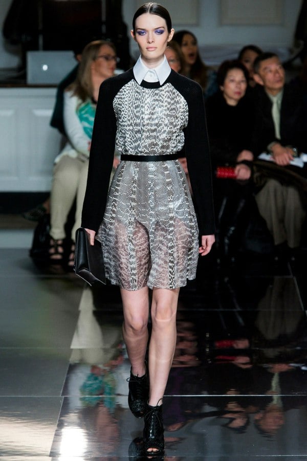 Jason Wu runway collection skirt in a snakeskin patterned silk satin