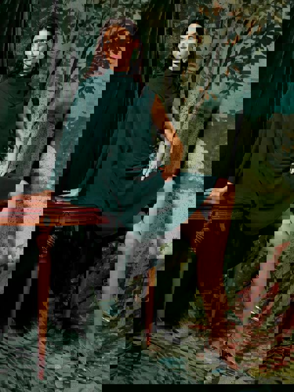 GWD Rosalie Asymmetric Green Knee Length Dress