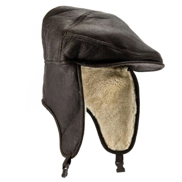 Eastern Counties Leather Mens Newton Sheepskin Nappa Finish Cap - Dark Brown Forest