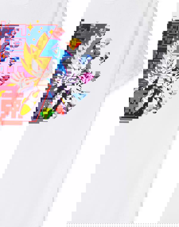 Sonic the Hedgehog Mens White Super Sonic Diamonds Short Sleeved T-Shirt