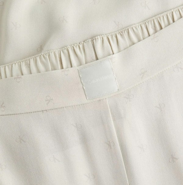Calvin Klein WOVEN VISCOSE Womens Button Down Pants Diamond Logo/Cocoon