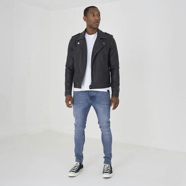 Brave Soul Black Faux Leather Biker Jacket - Black Image 3